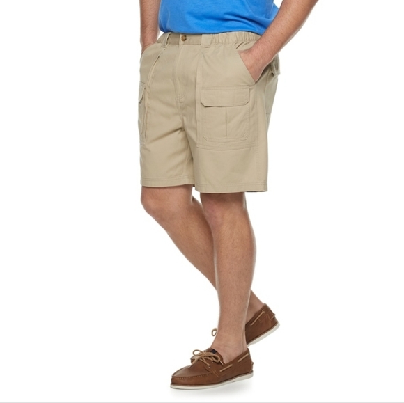 Croft & Barrow Cargo Shorts Men's Big & Tall Side Elastic Casual Beige Size 52 - Picture 1 of 6